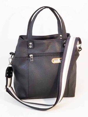 Bandolera bolsito de cuero sintético - 22x24x12 - Marca SETIEMBRE - NEGRO
