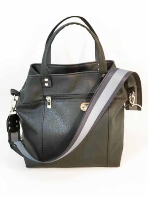 Bandolera bolsito de cuero sintético - 22x24x12 - Marca SETIEMBRE - NEGRO