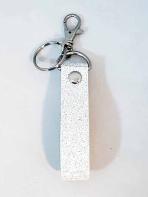 Llavero de cinta blanco con brillo  - LIQUIDACION