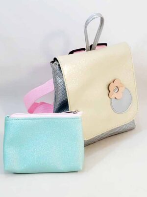 Mochila infantil con apliques - Arena y Plateado - Con monedero de regalo