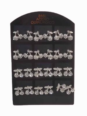 Blister con 12 pares aros acero quirúrgico - CERECITAS ultima moda!!!!