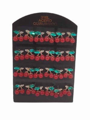 Blister con 12 pares aros acero quirúrgico - CERECITAS ultima moda!!!!