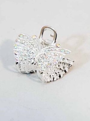 Cocodrilo metálico mediano con strass - PLATEADO