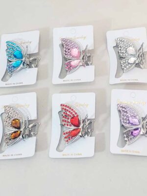 Cocodrilo metálico mariposa con strass - COLORES SURTIDOS