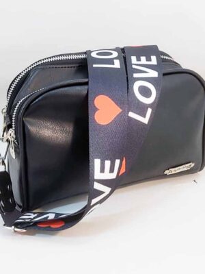 Bandolera de cuero sintético - 22x15x9 - Marca SETIEMBRE - Forrada - NEGRO