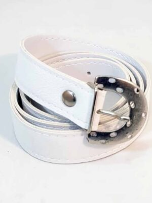 Cinto de hebilla metálica - PASO 25 mm - BLANCO - 1,10 metro