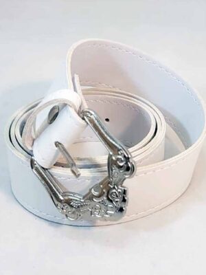 Cinto de hebilla metálica - PASO 30 mm - BLANCO - 1,10 metro