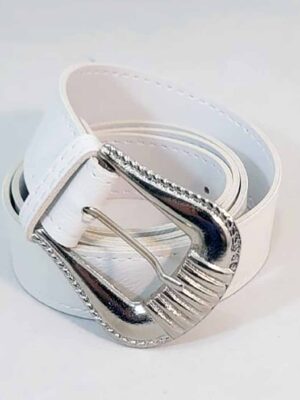 Cinto de hebilla metálica - PASO 30 mm - BLANCO - 1,10 metro