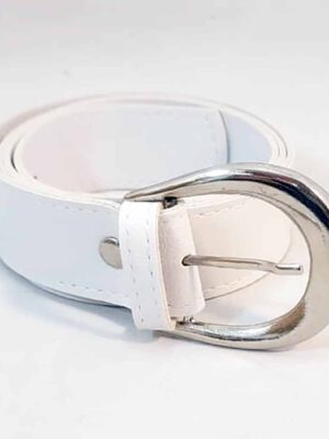 Cinto con hebilla metálica - PASO 25 mm - BLANCO - 1,10 metro