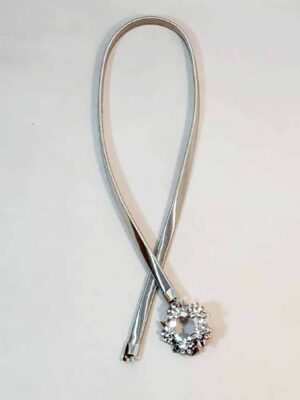 Cinto de cadena elástica plateada - Hebilla con strass