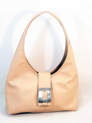 Cartera bandolera de cuero sintético 32x20x12 - Marca Septiembre - Forrada - NUDE