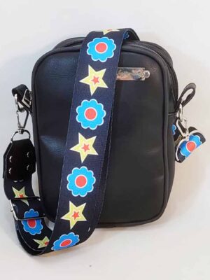 Bandolera de símil cuero - 15x19x7 - Marca SETIEMBRE - Forrada - NEGRA