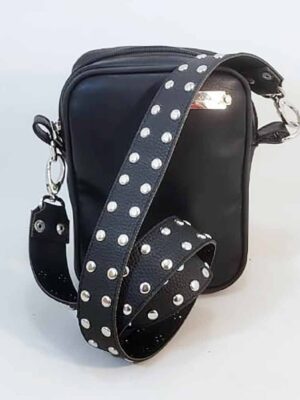 Bandolera de símil cuero - 15x19x7 - Marca SETIEMBRE - Forrada - NEGRO
