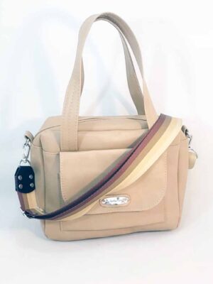 Bandolera bolsito de cuero sintético - 25x18x8 - Marca SETIEMBRE - ARENA