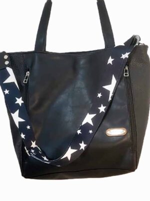 Bolso cartera de cuero sintético - 30x30x14 - Marca SETIEMBRE - NEGRA