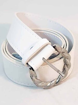 Cinto con hebilla metálica - PASO 30 mm - BLANCO - 1,10 metro