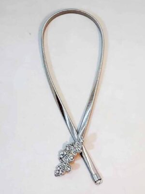 Cinto de cadena elástica plateado - HEBILLA MARIPOSA