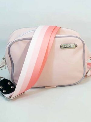 Bandolera de cuero sintético - 20x14x7 - Marca SETIEMBRE - Forrada - ROSA