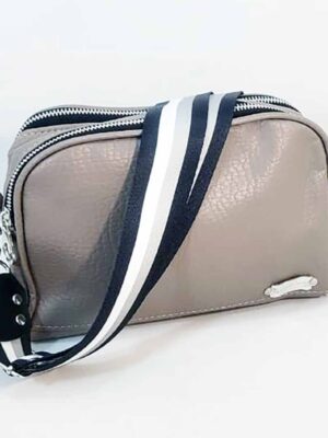 Bandolera de cuero sintético - 22x15x9 - Marca SETIEMBRE - Forrada - CEMENTO