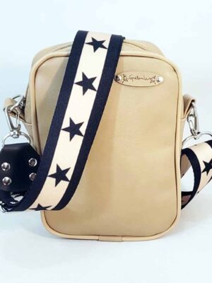 Bandolera de símil cuero - 15x19x7 - Marca SETIEMBRE - Forrada - ARENA