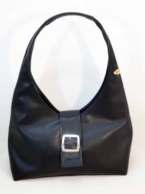 Cartera bandolera de cuero sintético 32x20x12 - Marca Septiembre - Forrada - NEGRO