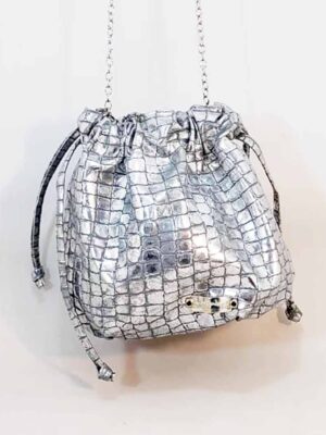 Cartera bombón  - Marca SEPTIEMBRE - PLATA CROCCO