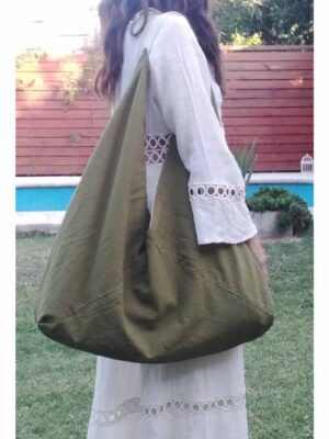 Bolso playero reversible - Marce Setiembre - VERDE MILITAR
