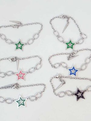 6 Pulseras con dije estrella esmaltada