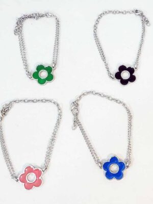 6 Pulseras con dije flor esmaltada