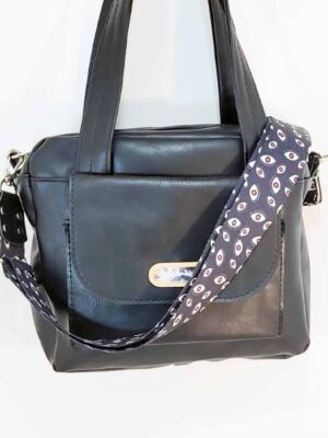 Bandolera bolsito cuero ecologico - 25x18x8 - Marca SETIEMBRE - FORRADO - NEGRA