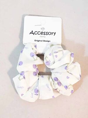 Scunci de gasa - Estampado cerecitas lilas