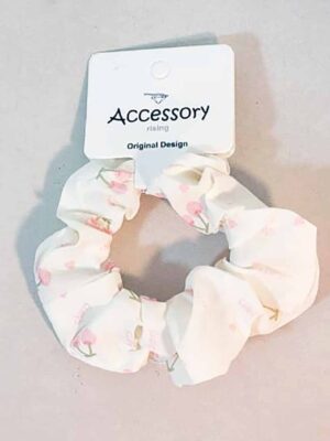 Scunci de gasa - Estampado cerecitas rosas