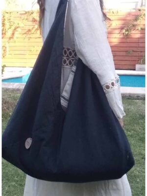 Bolso playero reversible - Marce Setiembre - NEGRO